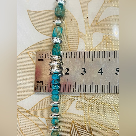 Southwest Turquoise Jasper Hematite Pearl Bench Beads Necklace Sterling Clasp 19 - Picture 4 of 6